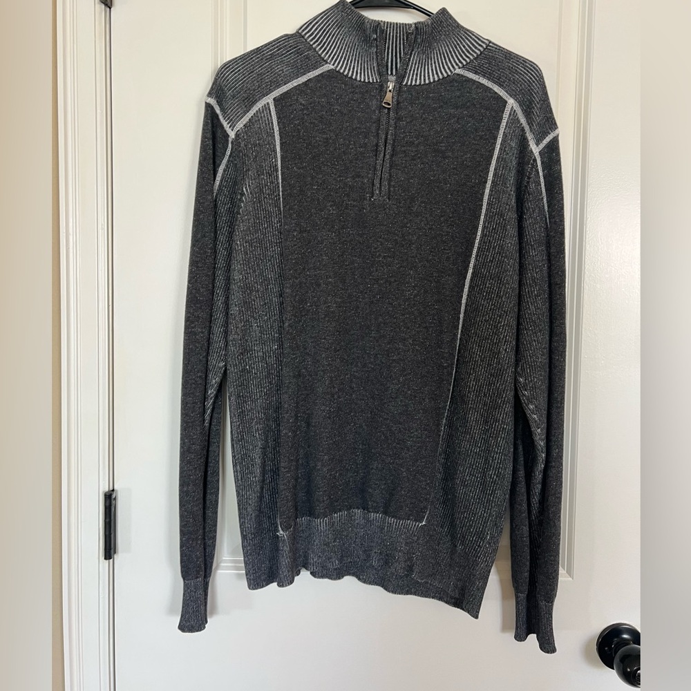 BKE Men's Gray Charcoal Quarter-Zip Slim Fit Sweater